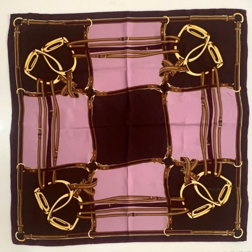 BASLER CHECK BRIDLE PURPLE LARGE silk Scarf 35/36 in